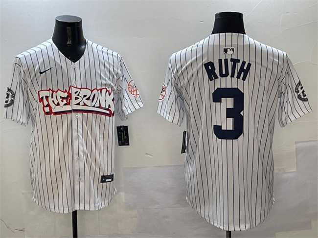 Men%27s New York Yankees #3 Babe Ruth White Bronx Graffiti Vapor Limited Stitched Jersey->new york yankees->MLB Jersey